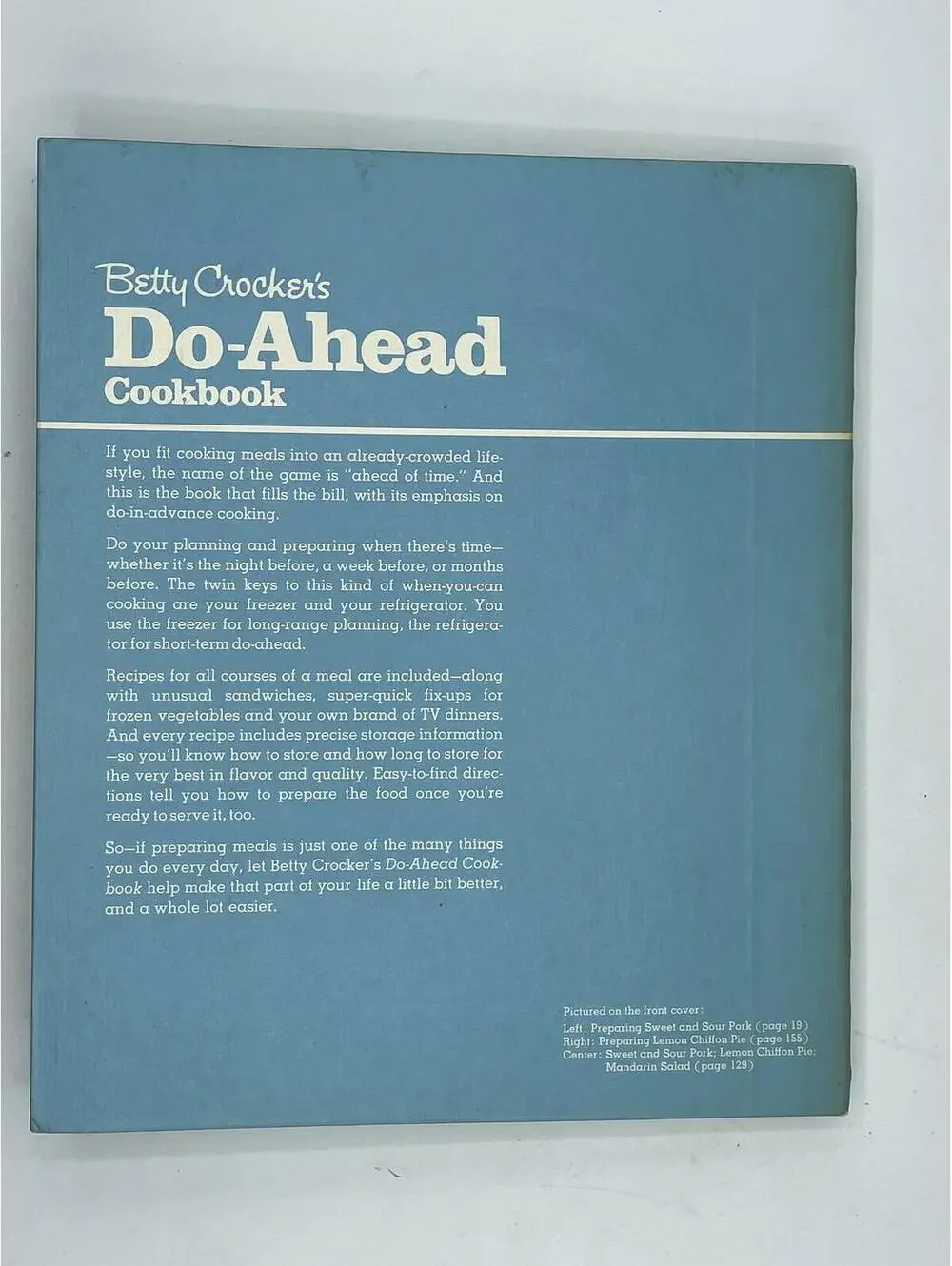 Vintage Betty Crocker's Do-Ahead Cookbook, 1972 First Printing
